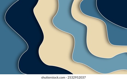 gradiant colour abstract 3d paper cut or water wave illustration wallpaper
