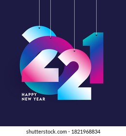 Gradiente 2021 Número colgado en fondo violento para feliz celebración de Año Nuevo.