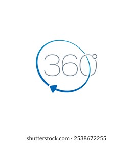 logotipo gradiente de 360 graus. Conceito de 360 graus para negócios, mundo da tecnologia