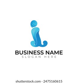 I gradient 3d abstract  vector letter logo design