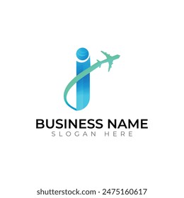 I gradient 3d abstract  vector letter logo design