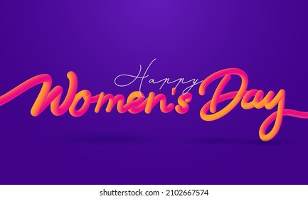 Gradient 3d Blend Women's Day Font On Purple Background.