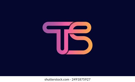 gradient 3d connected alphabet letter ts logo design