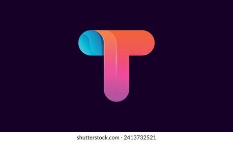 diseño del logotipo de la letra T de gradiente 3d
