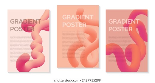 Gradient 3d line abstract poster template vector illustration 
