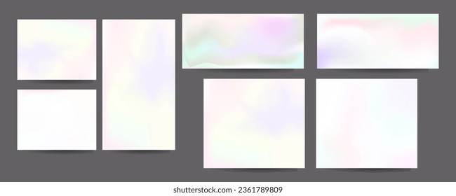 Gradient The 3D Memphis Style mesh cover set of backgrounds The Clean Style texture foil pearl shades. Abstract 3D gradient with holographic foil. 90s, 80s retro style