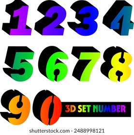 Gradient 3d numbers. Symbol set. Vector illustration