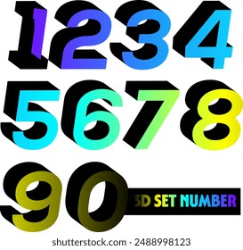 Gradient 3d numbers. Symbol set. Vector illustration
