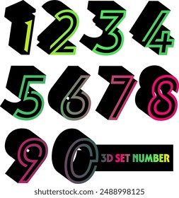 Gradient 3d numbers. Symbol set. Vector illustration