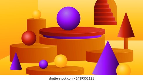 Gradient 3d podium background vector design in eps 10