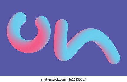 Gradient 3d shapes. Set isolated liquid elements of holographic design palette of shimmering colors. Modern abstract pattern, bright colorful paint splash fluid
