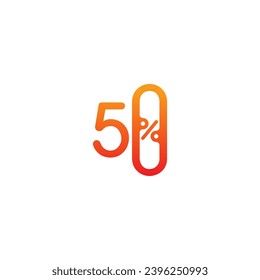 gradient 50 percent concept. percent symbol and number 50. 50 percent concept for education, business, economy world