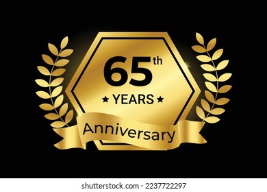 Gradient 65th anniversary glossy metallic luxury logo design