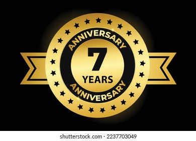 Gradient 7th years anniversary logo design vector