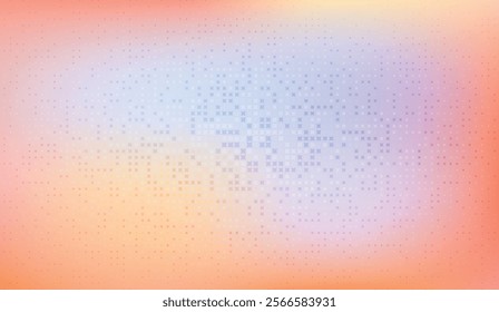 Gradient abstract art featuring a soft blend of pastel orange, pink, and blue tones, highlighted by a pixelated dot pattern. Ideal for modern and creative designs