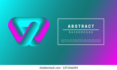 Gradient abstract background with 3d minimal shapes. Blue, pink metal object.
