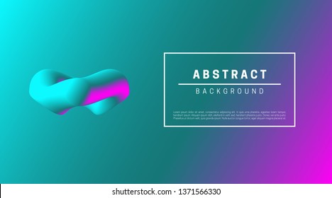 Gradient abstract background with 3d minimal shapes. Blue, pink metal object.
