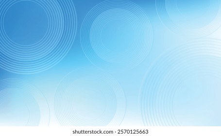 Gradient abstract background with circular line patterns. Vector illustration. Abstract circle lines on light blue background. Geometric stripe line art design for poster, brochure, cover, website