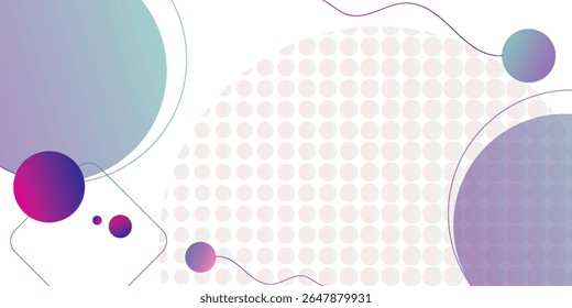 Gradient Abstract Background with Colorful Spheres, Halftone Dots, and Fluid Lines. Great for Tech, Web, or Presentation Themes. Abstract, Modern, Gradient, Fluid, Colorful.