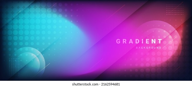 Gradient abstract background with dynamic shapes composition and halftone. vector illustration.