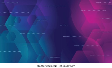 Gradient abstract background featuring overlapping hexagon shapes in purple blue and pink tones ideal for tech design and creative digital layouts