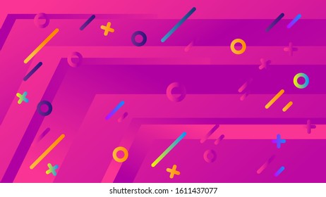 Gradient abstract background. Field patterned background and abstract lines in purple gradation. There are also round and plus symbol lines. Cyberpunk-style abstract background