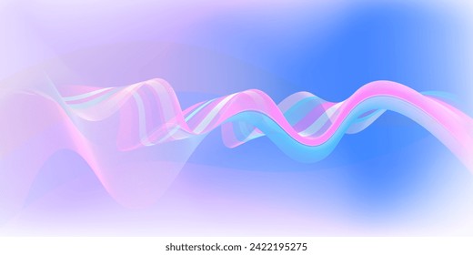 Gradient abstract background with glowing wave lines. Design element for technology, science, modern concept