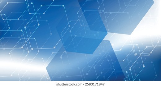 Gradient abstract background with hexagon line patterns. Vector illustration.