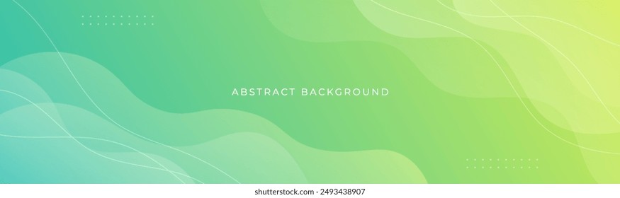 Gradient abstract background with liquid shape and geometric element. Template banner with green gradient. Eps10