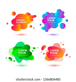 Gradient abstract background set with flowing liquid shapes. Place for text. Graphic elements for flyer, logo, invitation, web, presentation, banner, poster. Vector illustration on white background.