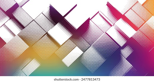 gradient abstract background with squares and rectangles of varying sizes