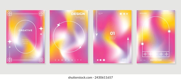 Gradient abstract background vector. Minimalist style cover template with geometric shapes, colorful and liquid color. Modern wallpaper design perfect for social media, idol poster, cosmetic.