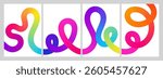 Gradient abstract backgrounds with 3D color lines – stylish vector posters and dynamic compositions. Postcards, prints
