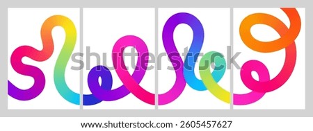 Gradient abstract backgrounds with 3D color lines – stylish vector posters and dynamic compositions. Postcards, prints