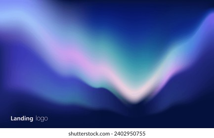 Gradient abstract backgrounds of northern lights. aurora borealis sky. soft tender purple, green, pink and blue gradients for app, web design, webpages, banners, greeting cards. vector design.