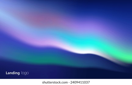 Gradient abstract backgrounds of northern lights. aurora borealis sky. soft tender purple, green, pink and blue gradients for app, web design, webpages, banners, greeting cards. vector design.