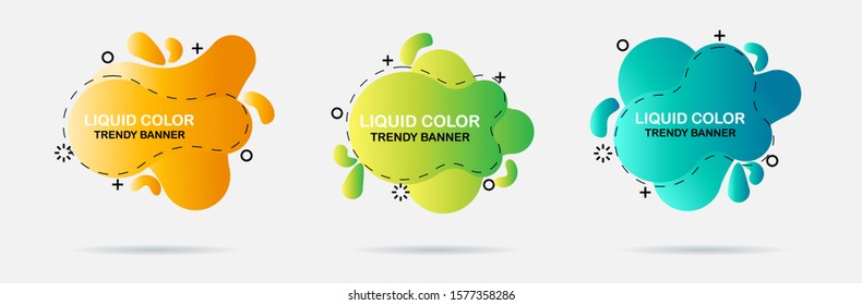 Gradient abstract banners with flowing liquid shapes. Template for the design of a logo, flyer or presentation. Set of abstract modern graphic elements. Dynamical colored forms and line.