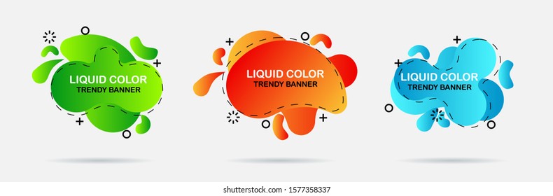 Gradient abstract banners with flowing liquid shapes. Template for the design of a logo, flyer or presentation. Set of abstract modern graphic elements. Dynamical colored forms and line.