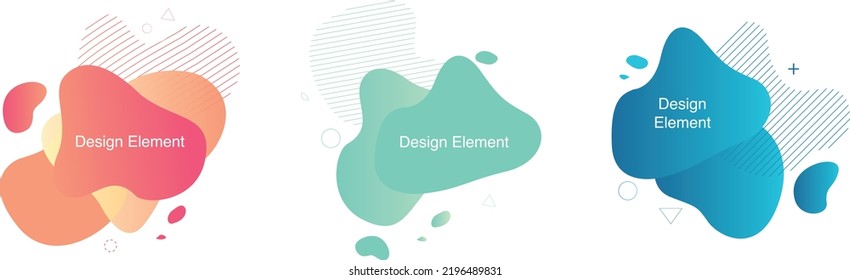  Banners abstractos degradados con formas líquidas fluidas, Conjunto de elementos gráficos abstractos modernos, Formas y líneas de color dinámico, Fondo vectorial, Resumen geométrico