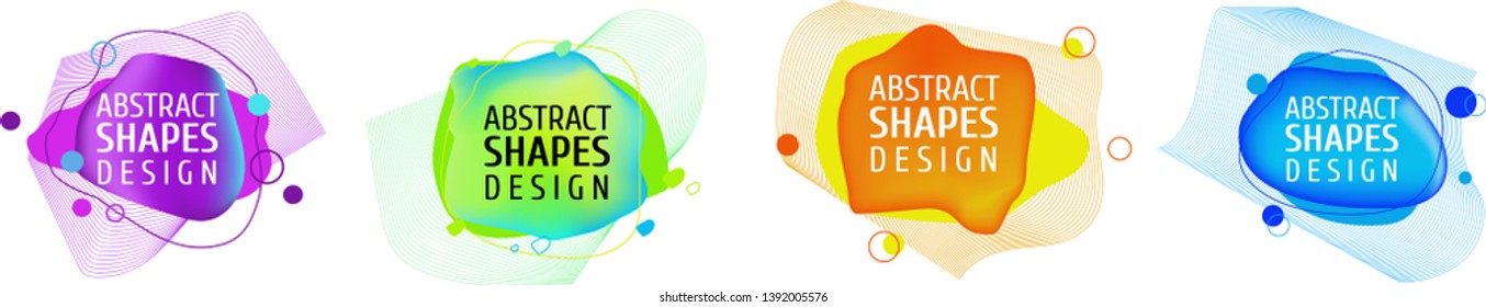 Gradient abstract banners with smooth liquid shapes and lines