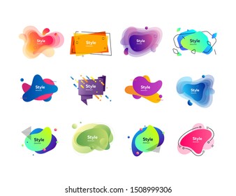 Gradient abstract banners with text sample. Dynamical colored forms. Gradient banners with flowing liquid shapes. Template for design of banner, blog or presentation. Vector illustration