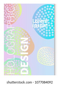 Gradient abstract circles. Holographic vector geometric background. Pastel neon color cover design. Vector illustration. Design template. stock vector
