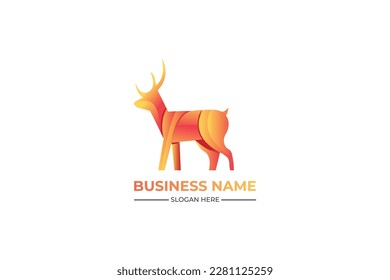 Gradient abstract colorful deer logo. Deer modern logo