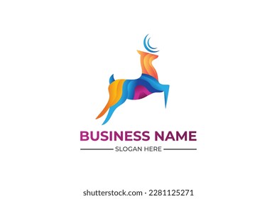 Gradient abstract colorful deer logo. Deer modern logo