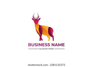 Gradient abstract colorful deer logo. Deer modern logo