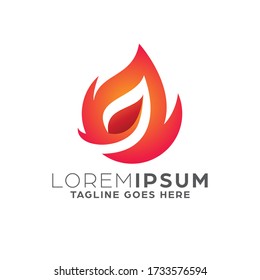 Gradient Abstract Fire Logo Design Template