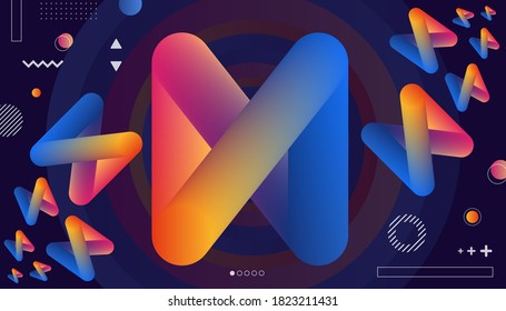 Gradient abstract geometric background with Colorful 3d shapes. infinity box blend colorful landing page vector template EPS10