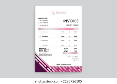Gradient abstract horizontal invoice template