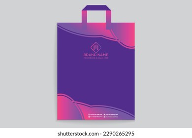 Plantilla de bolsa de compras horizontal abstracta de degradado