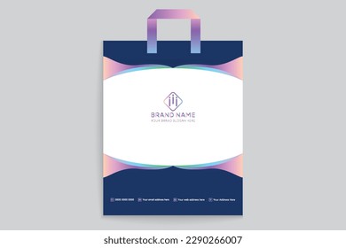 Plantilla de bolsa de compras horizontal abstracta de degradado